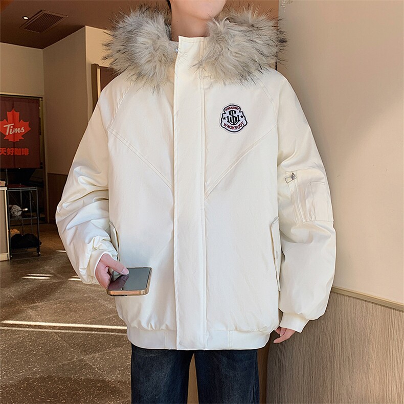 冬季宽松/连帽大毛领休闲外套潮加厚棉衣XZ102B-1M2592-P90,男装棉衣,星座102B-1