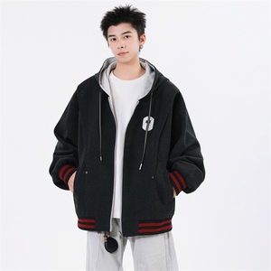 2025秋冬港风连帽夹克男潮流时尚设计感外套图片