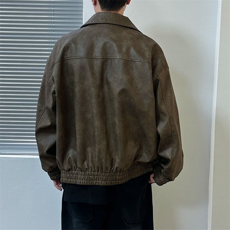 2025春现货新款绣花皮衣外套男潮牌宽松休闲夹克A351-AP2538-P105,男装夹克,电商A351