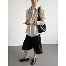 秋季假两件慵懒风休闲衬衫拼接拼接条纹衫-CS662-网图，男装衬衫，星座1002-2