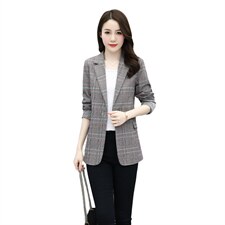 西装外套女春秋2025年新款职业休闲气质时尚薄款流行格子西服女装图片