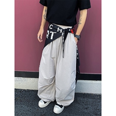 8XL-M美式复古撞色屁帘工装伞兵裤男褶皱设计感宽松阔腿裤P68，男装工装外套，电商D206-1