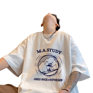 小熊卡通印花t恤短袖男款夏季潮牌潮流休闲运动半袖oversize衣服图片