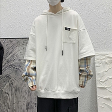 秋季新款港风ins假两件卫衣休闲套头连帽百搭简约上衣W1816-P38，男装卫衣，星座512-4