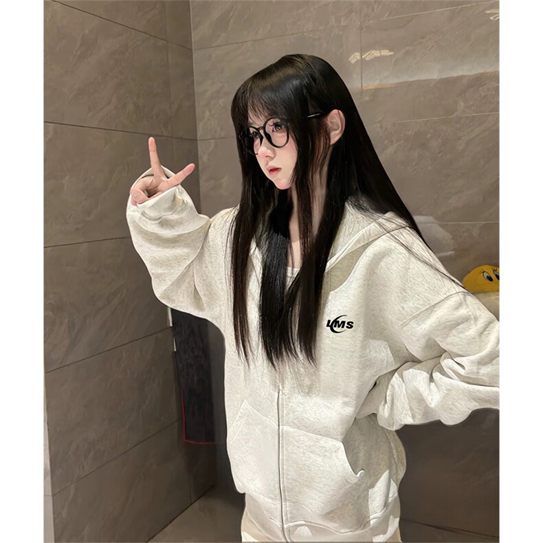 抖音得物高品质350克秋冬双头双拉链卫衣开衫外套AW7407,女装短外套,电商A443