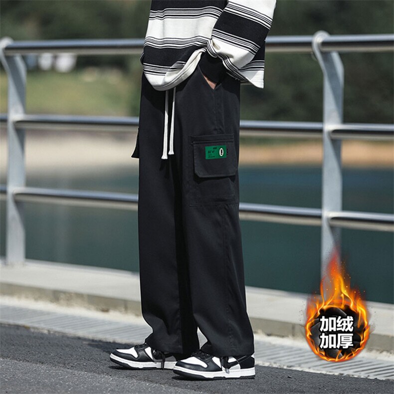 2026冬季加绒加厚阔腿裤男直筒宽松工装休闲裤高级感KLY055J-P55，男装工装外套，电商A042