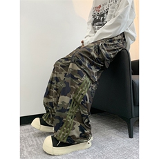 秋季新款美式条纹迷彩工装裤宽松休闲潮牌百搭直筒阔腿裤，男装工装外套，星座410-6（原星座1304-1）