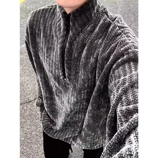 QC3334-P46拉链半高领上衣男2025秋冬季纯色针织衫男中领套头，男装针织衫/毛衣，电商B323A