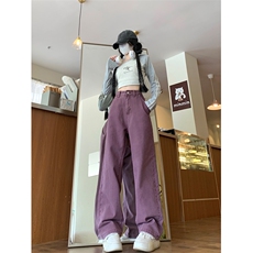 2025秋装新款美式高街嘻哈直筒牛仔裤紫色情侣牛仔A025-N35-P50，男装牛仔裤，电商A025
