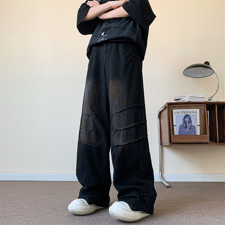 美式街头牛仔裤男直筒宽松欧美高街vibe风长裤子N06229-P63,男装牛仔裤,星座308B-2