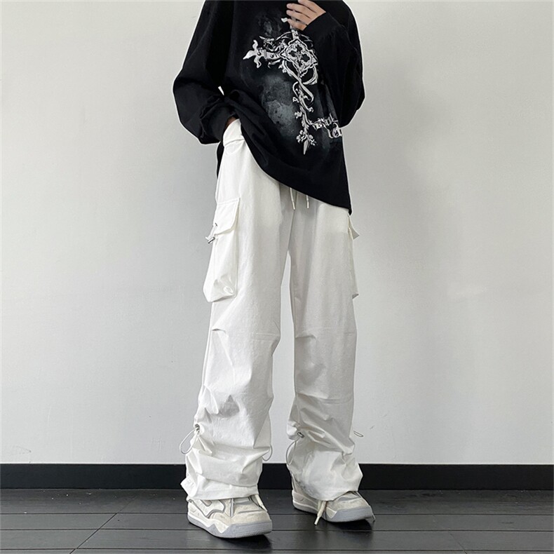 百搭新款降落伞阔腿运动裤春秋美式灰色休闲工装裤男K7467-P52,男装休闲裤,星座512-3