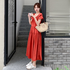 2C256-607-P130-K190净色V领2025连衣裙，女装连衣裙，2C256