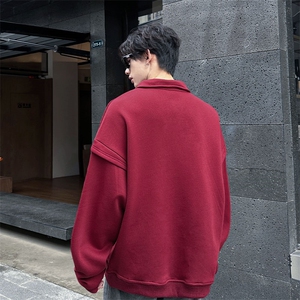 得物秋冬潮男氛围感翻领卫衣 高街宽松休闲慵懒感P65加绒P75图片