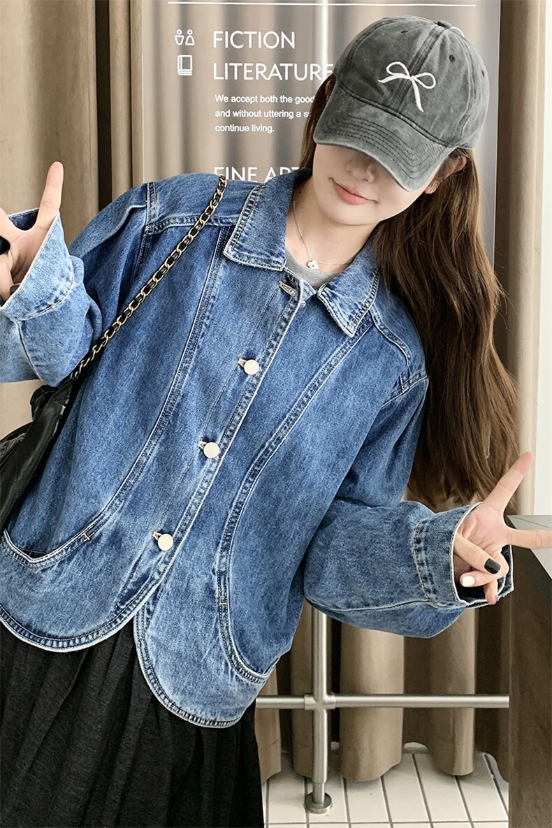 时尚休闲牛仔外套春秋白搭女短款夹克P145K220,女装牛仔外套,慧峰
