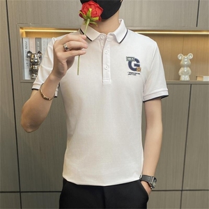 PL032-特P40社会小伙夏季男士短袖t恤珠地刺绣翻领Polo衫半袖男图片