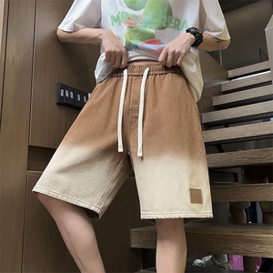 美式复古牛仔短裤2025新品男女同款宽松休闲百搭直筒裤D15#-P38图片