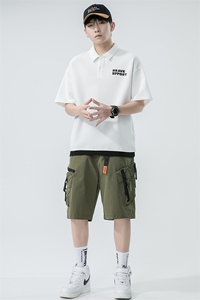 无影墙夏季青少年假两件短袖T恤日系潮牌华夫格POLO衫男 1500-P45图片