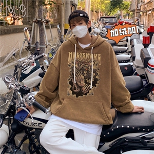 新款秋冬港风宽松连帽套头卫衣X5663-常规P70控88-加绒P80控98图片