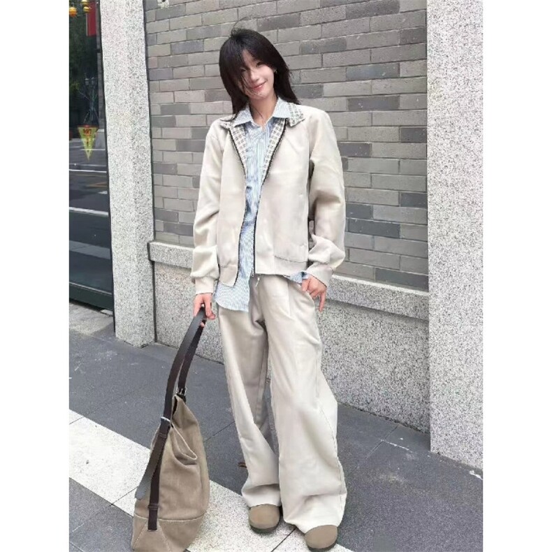 气质时尚潮流原宿慵懒文艺简约新款美式复古拼接哈灵顿夹克外套,男装夹克,星座506A