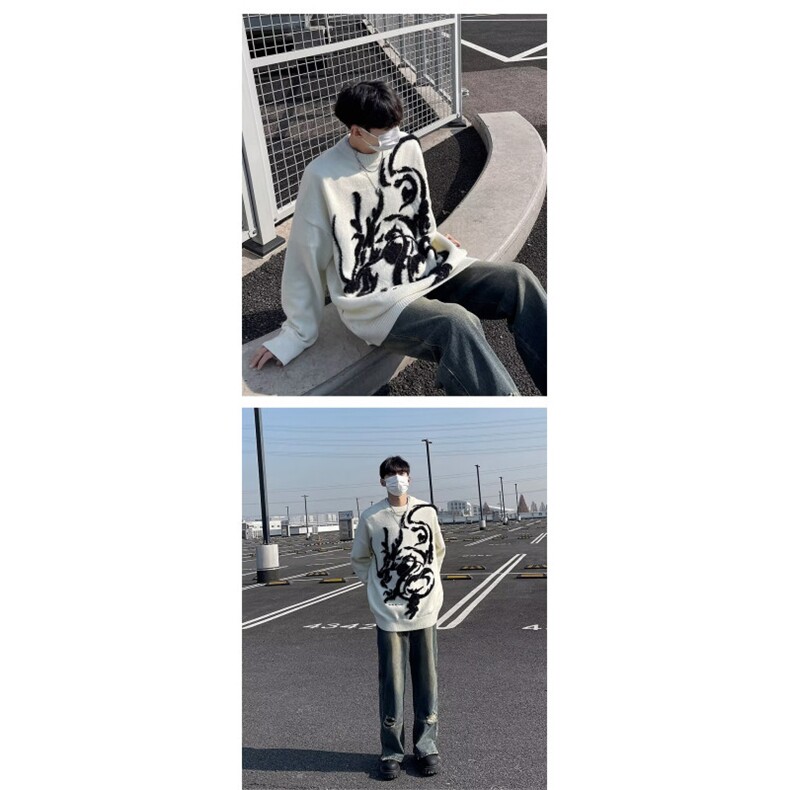 1506-01/MJH-Y931/P34新年红色毛衣男冬季宽提花情侣针织衫,男装针织衫/毛衣,星座1506-1
