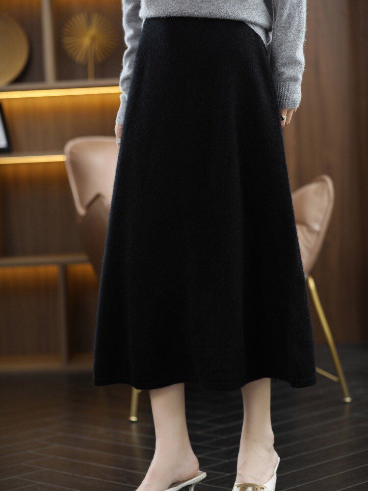 优雅显瘦羊毛半身裙冬季必备保暖时尚单品，女装半身裙，洁纯羊绒