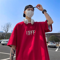 抖音得物二开现货220克夏装重磅美式高街宽松短袖t恤MT101，男装T恤，电商A486-1