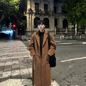 加棉现货~西装领毛呢过膝大衣外套男cleanfit加长款上衣Y903-P135图片