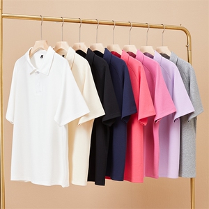 百搭纯色POLO衫男女款大版纯棉打底衫团体班服高克重品质