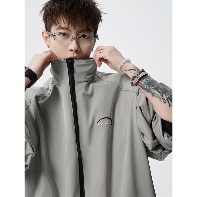 双面穿条纹拼接连帽夹克JK102P80图片