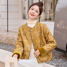 2025冬装新款大量现货简约时尚新中式复古提花棉衣，女装棉衣/棉服，芭米依尚