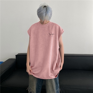 2025夏季高品质潮流字母印花麂皮绒宽松背心BXJP282-特批19控38图片