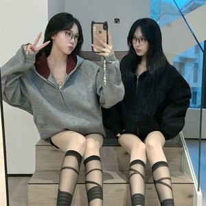 抖音得物高品质 秋冬美式高街重磅结构双层双面连帽卫衣外套XS107图片