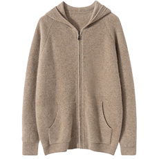 时尚男士羊绒开衫连帽拉链毛衣休闲宽松外套冬季保暖上衣，男装羊绒开衫，蚂蚁派对工厂直营店