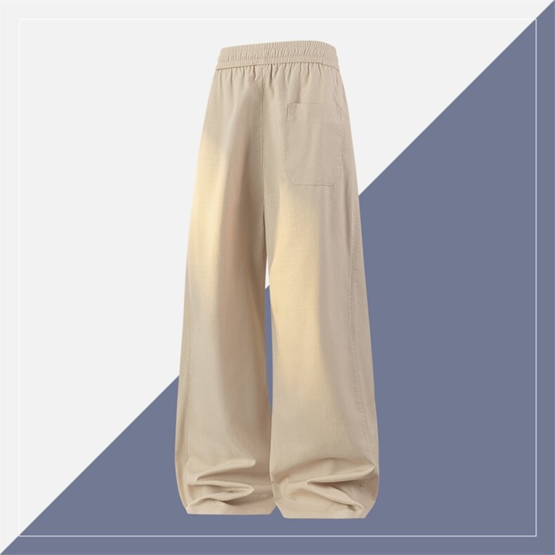 高品质鱼骨纹休闲亚麻棉裤新款宽松直筒裤A436-26011-P5085,男装棉裤,电商A436