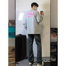 B221美式ins高街暗黑小众个性宽松直筒牛仔裤LK23140-P65控88，男装牛仔裤，电商B221