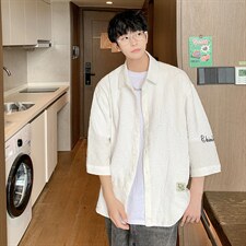 1港风花型七分袖衬衫男大码M-5XL风情侣衬衫男QCS7023P45控68，男装衬衫，星座226-2