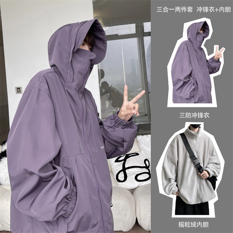 抖音直播！冲锋衣防风防水三合一外套夹克男两件套 XH36SHY-P97图片