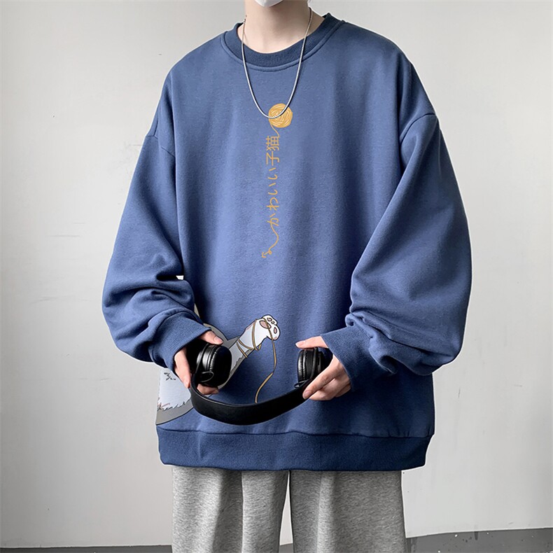圆领卫衣男大码加厚加绒长袖t恤男S6013-P28加绒款-P33,男装卫衣,电商A040