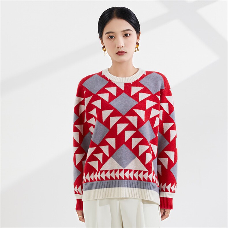 秋冬季羊绒时髦个性圆领撞色羊绒衫，商品下架区商品下架区，恒爱羊绒