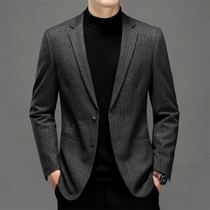 春秋新款男士宽松休闲格子西服上衣中年爸爸西装外套ZL6866-P200图片