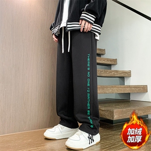 秋季木地板新款男休闲裤百搭直筒裤港风宽松加绒卫裤K3219H-P45图片