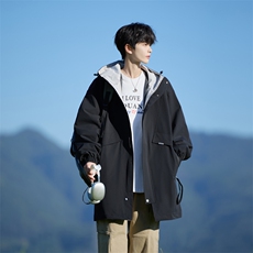 JK8875-P90L-9XL秋季大码中长款连帽风衣夹克外套控158，男装风衣，星座109