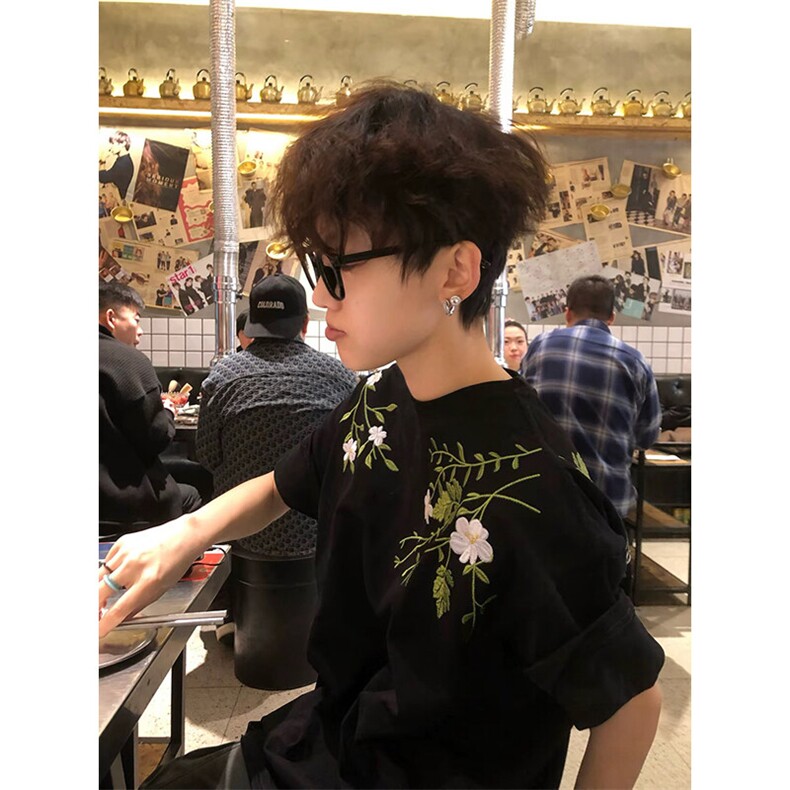 万针全刺绣工艺高品质260克纯棉双纱美式宽松百搭短袖T恤特P33,男装T恤,电商A486-1