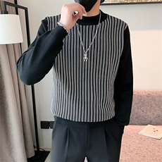 半高领毛衣男秋冬季条纹打底针织衫2024新男装上衣外套M842，男装针织衫/毛衣，星座1116A-2（原606A-1）