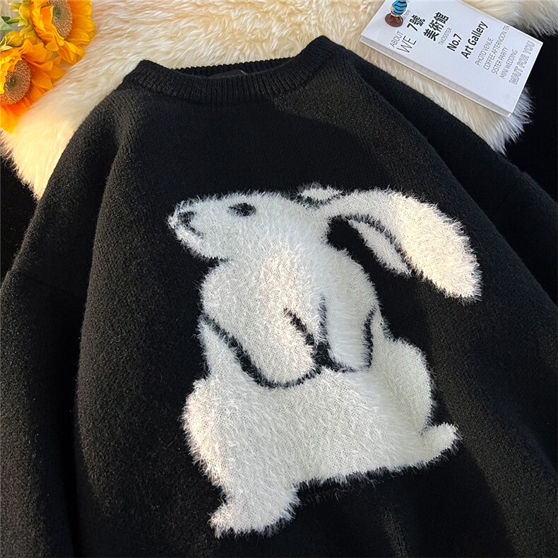 EQ152冬季新款港风兔年卡通红色圣诞毛衣针织衫情侣外套P70,针织衫/毛衣,电商C306-1