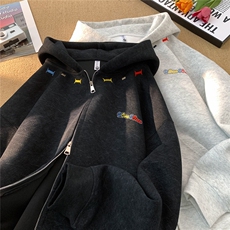 秋冬450克加厚砂洗做旧双钢头拉链衫连帽开衫卫衣JF84-特P78控118，男装卫衣，电商A422-1