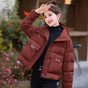 羽绒服女冬季2024新款小个子短款面包服宽松加厚.白鸭绒.外套潮