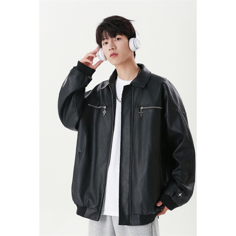 JK8001P100控138秋季男士皮衣夹克外套翻领潮牌休闲,男装夹克,星座205-1