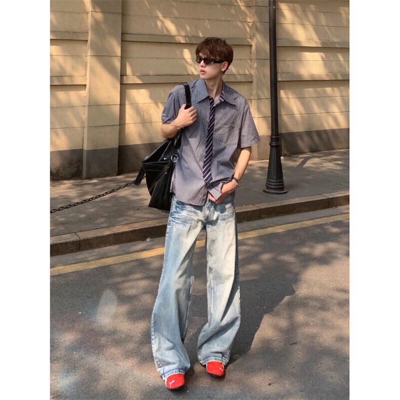 【有货】2270CC-特P36带领带格子短袖衬衫男女夏季,男装T恤,星座1007（原301D）