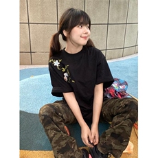 刺绣花卉短袖t恤女夏季2025新款宽松小众设计感半袖上衣TA1480，男装T恤，星座1116A（原606A-3）